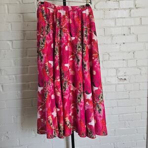 Vibrant Abstract Floral Print Midi Skirt Mod-X | Plus Size1X | Modern Bohemian
